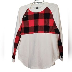 SHEIN Buffalo Check Christmas Long Sleeve Top